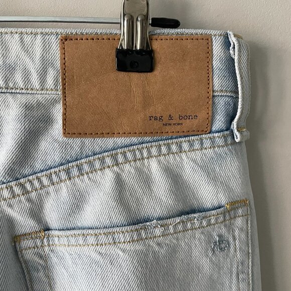 Rag & Bone Maya High Rise Slim Denim Jeans Light Wash Raven With Holed Blue 27 - Picture 6 of 11